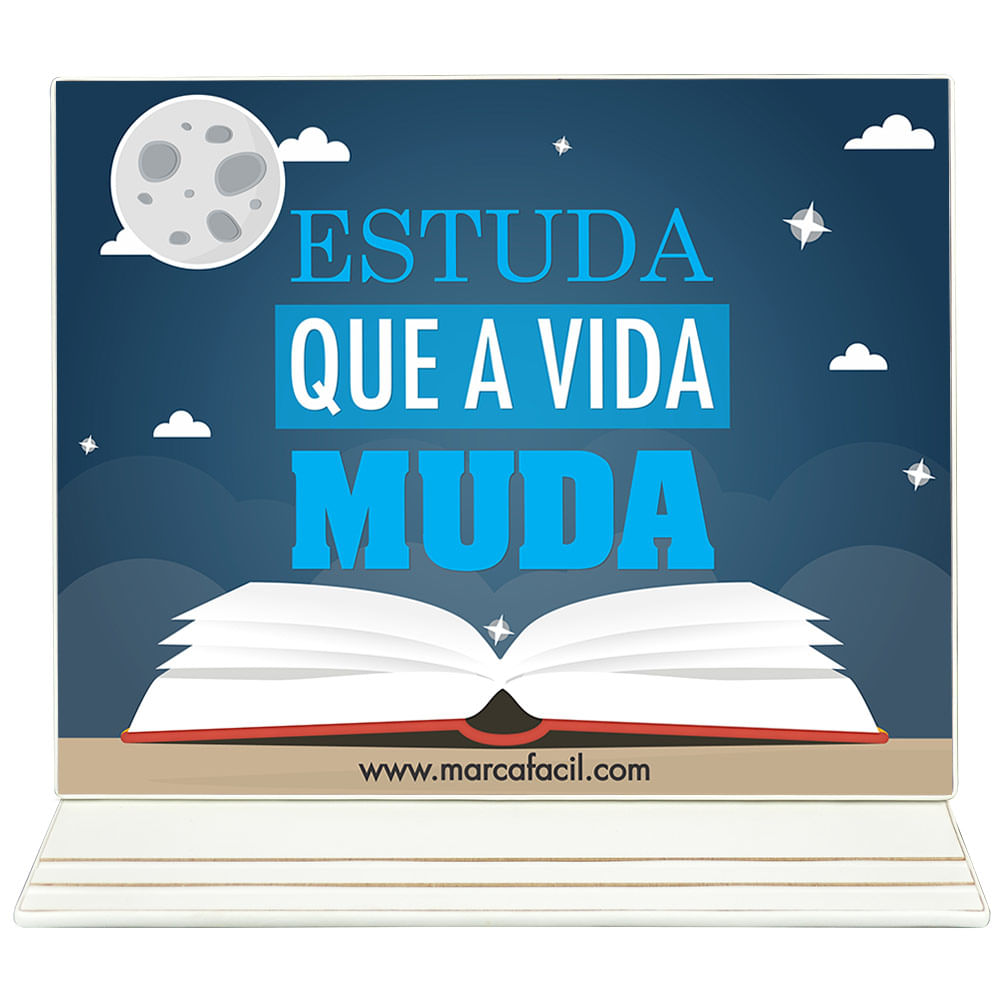 Suporte para Livro Estuda que a Vida Muda Livraria Marca Fácil